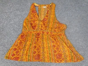 Lily White Womens Blouse Medium orange pullover top - Picture 1 of 14