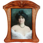Dessin "Portrait de jeune femme" dans style Art Nouveau, Ernst Vettori, Italie