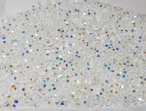 3mm Preciosa Czech Crystal Clear AB Faceted Bicone - Bag of 50 - Picture 1 of 5