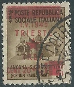1945 OCCUP. JUGOSLAVA TRIESTE USATO 20 CENT + 1 LIRA SU 5 CENT - RA8-9 - Imagen 1 de 1
