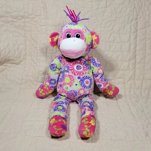 Mary Meyer Pink Flower Pizzazz Monkey Plush Purple Green Yelllow 16" Sock Yarn - Picture 1 of 2