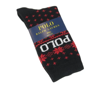 Ralph Lauren Ladies Socks Polo Wool Blend Snowflakes Black Red White  - NEW - Picture 1 of 1