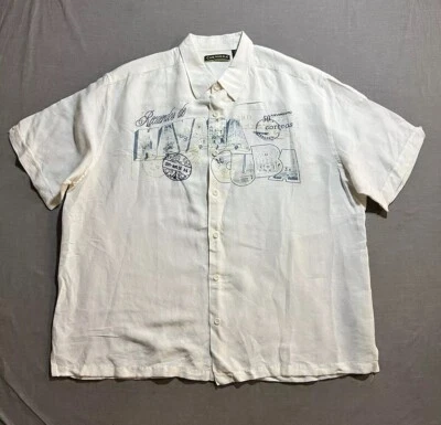 Cubavera Cuba 50th Anniversary Shirt Mens 2XL Beige Linen Button Up Short Sleeve - Image 1 of 4