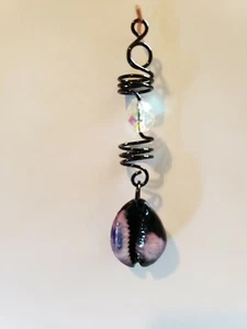 Black Cowrie Shell With Sparkle bead EMFs Protection - Picture 1 of 4