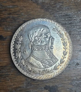 1965-Mo Mexico Silver 1 Peso - Toned - Picture 1 of 5