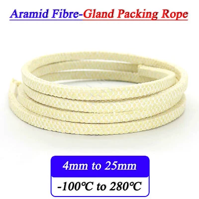 Aramid Fibre Gland Packing Rope Square Width 4mm to 25mm for Pump & Valve Seal - Image 1 of 4