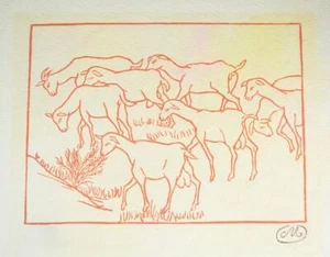 ARISTIDE MAILLOL-LES GEORGIQUES DE VILGILE SANGUINE XILOGRAFÍA-PASTOREO DE OVEJAS-ESTAMPADO - Imagen 1 de 8