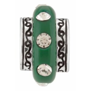 NWOT Brighton ABC DAZZLE Kelly Green Crystal Silver Round Charm Spacer