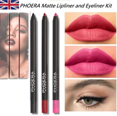 PHOERA MATTE LIPLINER UND EYELINER KIT BLEISTIFTSTIFT LANG ANHALTEND SAMTIG MAKEUPUK