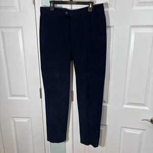 Hiltl Pants Mens 52 Blue Corduroy Flat Front Chinos Casual Work 35x31 Straight - Picture 1 of 14