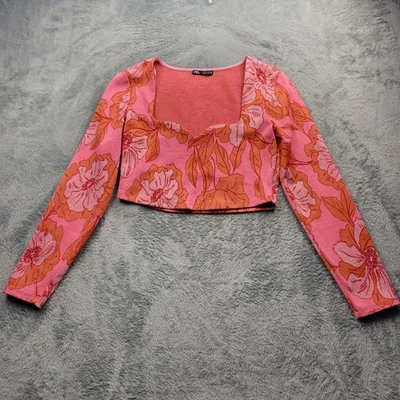 Top corto Zara para mujer talla grande floral novia manga larga jacquard largo  Foto 1 de 4