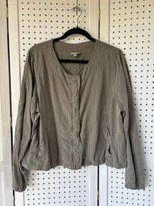 J Jill Silk Roll Tab SLV Verde Cremallera Ligera Blusa Chaqueta Para Mujer LP L Petite - Imagen 1 de 7