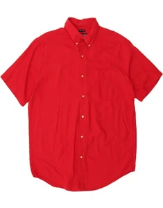 CHAPS Mens Easy Care Short Sleeve Shirt Medium Red Cotton CE21 - Picture 1 of 3