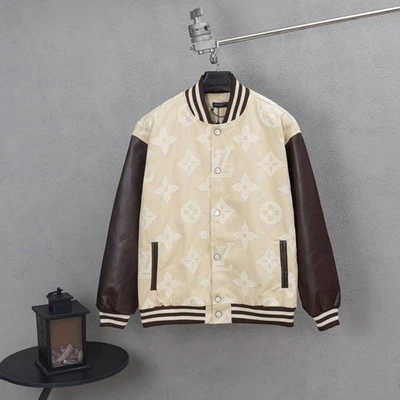 Chaqueta Universitaria Louis Vuitton Monograma Beige Marrón Cuero Mangas Hombre’s Foto 1 de 4