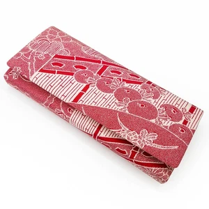 VTG Japanese Clutch Bag For Kimono Kitsuke Red Rayon Chirimen Shibori Design - Picture 1 of 6