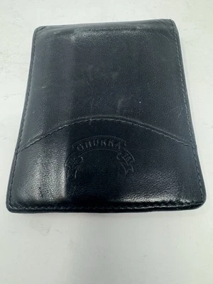 Кожаный бумажник Ghurka с зажимом для денег двойного сложения черный — винтажный — сделано в США - Изображение 1 из 4
