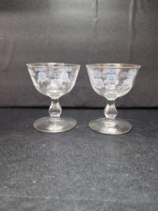 Homer Laughlin Queen Esther Sherbet Bowl, Vintage Etched Glassware, Set Of 2 - Picture 1 of 9