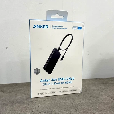 Anker 364 USB-C концентратор -10-в-1, двойной 4K HDMI - черный - Изображение 1 из 4