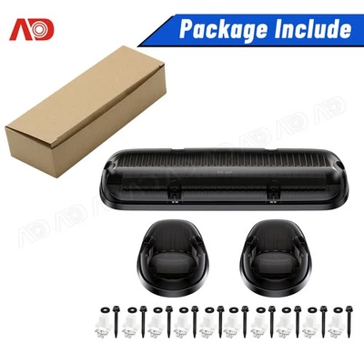 3PC AMBER LED CAB ROOF RUNNING LIGHT FOR 2000-07 SILVERADO/SIERRA SMOKED HOUSING — 第 1/4 张图片