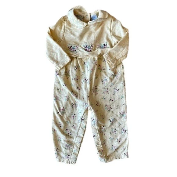 Mameluco vintage miniwear bebé una pieza amarillo mantequilla.Talla 18 meses cottagecore Foto 1 de 4