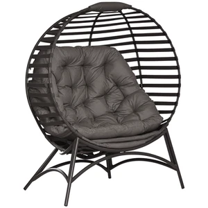 Outsunny Egg Chair w/ Cushion Steel Frame and Side Pocket, Brown - Picture 1 of 11