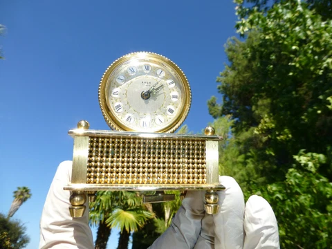 VINTAGE FRENCH MUSICAL ALARM CLOCK REUGE MUSIC BOX PLAYS MUSIC FOR ALARM Cover