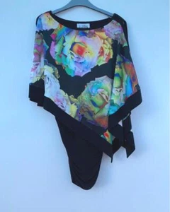 Joseph Ribkoff Floral Layer Cape Kleid, Bodycon Schwarz. Drape Occasion Wear UK 10 - Bild 1 von 7