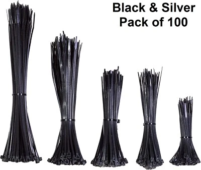 REDSTAR 100x Cable Ties Zip Nylon Wraps Strong Small Thin Long Thick Wheel Trim Tie New