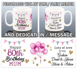 80th BIRTHDAY MUG 80th Birthday Gift 80 Years Cup Present Mum Grandma Nana Nanny - Picture 1 of 4