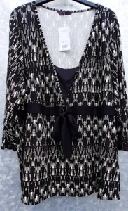 Evans Ladies Black / White Blouse. Size 30 (Plus).    New with tags - Picture 1 of 8