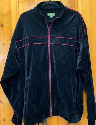 NORM THOMPSON, MEN'S XXL, BLACK VELVET VELOUR WARM UP JACKET, MINT! - Image 1 of 4