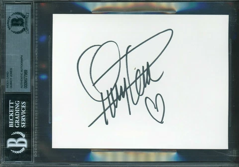 QUINCY JONES SIGNED AUTOGRAPHED 4x6 INDEX CARD BECKETT BAS SLAB MICHAEL JACKSON Cover