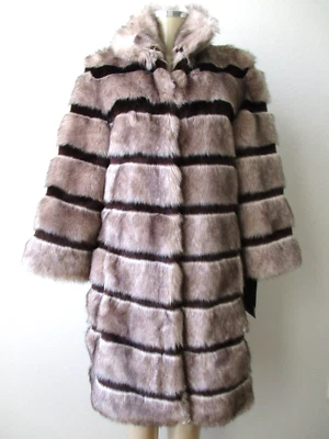 ABRIGO ADRIENNE LANDAU 2 TONOS DE MARRÓN MANGA 3/4 PIEL SINTÉTICA TALLA M - NUEVO CON ETIQUETAS Foto 1 de 4