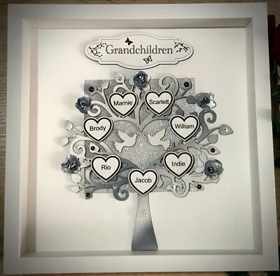 Personalised 3D Box Frame Family Tree Gift Unique Keepsake Home Art Decor - Image 1 of 3