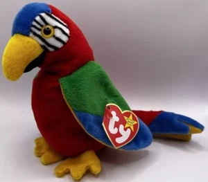 1998 Ty Beanie Baby Jabber The Parrot Tropical Bird Plush Stuffed Animal 10" - Picture 1 of 10