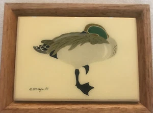 Vintage Trivet Tile Signed Morgan 1983 Framed Art Mallard Duck - Picture 1 of 7