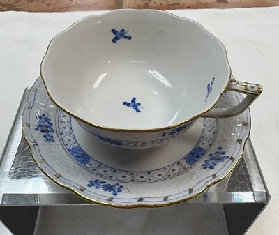Herend Blue Garden Tea Cup and Saucer, NEW - Image 1 of 4