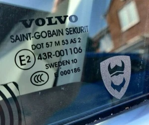 2 x Mini Viking Head Etched Glass Vinyl Decal for Saab Volvo Sweden - Picture 1 of 5