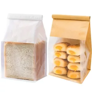 50 un. bolsas de lata para panadería pastelería con ventana transparente bolsa inferior plana de pie - Imagen 1 de 10