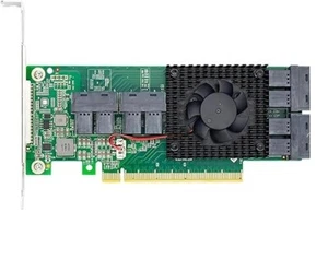 8 Port U.2 auf PCIe x16 SFF-8643 NVMe SSD Adapter mit Kühlkörper - Bild 1 von 6