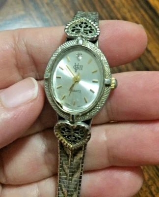 Reloj De Colección Westclox Dos Tonos LTX116 Diamante Corazón Banda de Malla Ajustable 7705 377 Foto 1 de 4