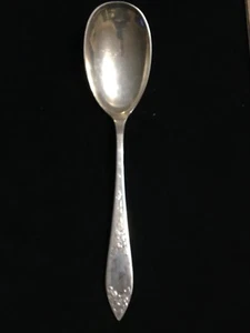 Stieff 8" Solid Serving Spoon Lady Claire-Hand Engraved Sterling Silver - Picture 1 of 6