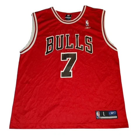 Size LARGE Mens Ben Gordon Reebok Jersey Red NBA Basketball Chicago Bulls #7 Cover