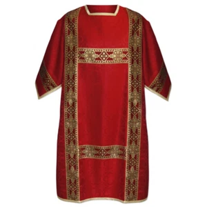 Rojo dálmata tradicional, estilo romano, damasco, orfrey, lados abiertos, forrado - Imagen 1 de 4