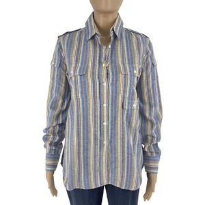 GANT x Michael Bastian Women Blue Stripe Cotton Linen LS Shirt Size EU 40 UK 14 - Picture 1 of 10