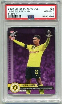 2022-23 TOPPS NOW UCL #24 Jude Bellingham Borussia Dortmund  PSA 10  44/99 - Image 1 of 2