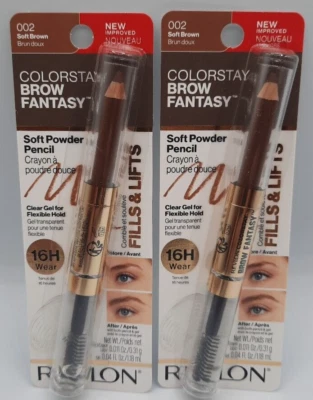 Paquete de 2 lápices en polvo suaves Revlon Colorstay con gel marrón suave 002 16H Wear Foto 1 de 2