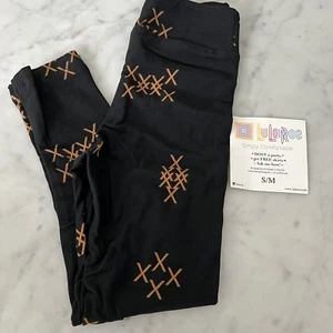 Lularoe S/M Kids Leggings Black Bronze Xs Abstract Soft NWT - Picture 1 of 3