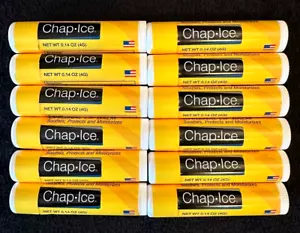 LOTE 12pk CHAP ICE ORIGINAL BÁLSAMO LABIAL CALMAR HIDRATAR LABIOS AGRIETADOS SECOS CHAPSTICK - Imagen 1 de 8