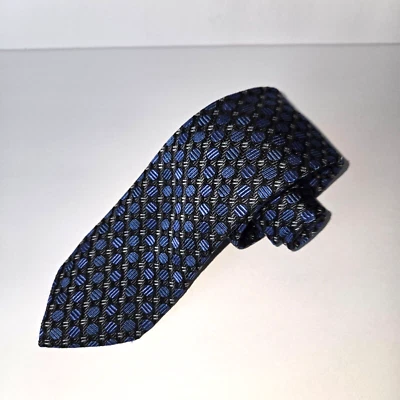 Corbata Joseph Abboud Para Hombre 100% Seda Azul y Negro Longitud 56" Diseño Geométrico  Foto 1 de 4